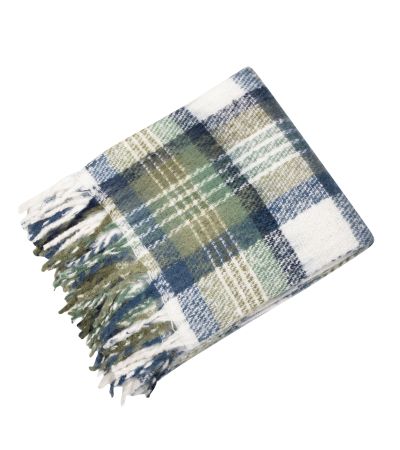 Faux Mohair Throw Green/Blue Plaid by Malini | Style Our Home
