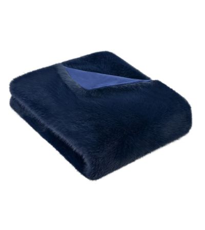 Long Hair Faux Fur Throw Navy by Malini | Style Our Home