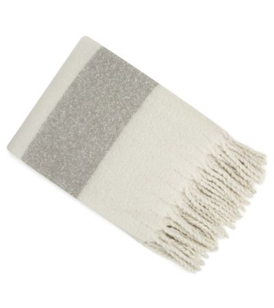 Faux Mohair Stripe Ivory/Grey by Malini | Style Our Home