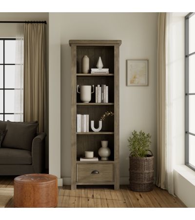 Sartona Oak Large Bookcase With Drawer by Heritance Furniture | Style Our Home