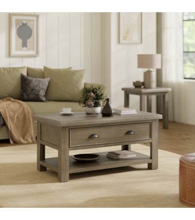 Sartona Oak Coffee Table With 4 Drawers by Heritance Furniture | Style Our Home