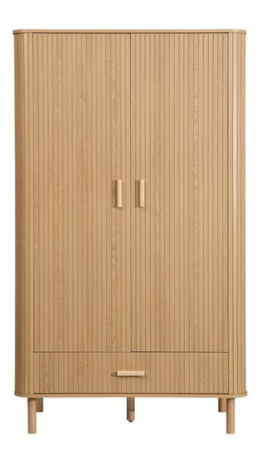 Axel 2 Door 1 Drawer Fluted Wardrobe Oak by Birlea | Style Our Home