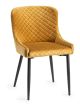 Upholstered Mustard Velvet Diamond Chair with Black Frame (Pair)