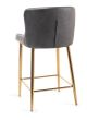 Upholstered Dark Grey Diamond Bar Stool with Gold Frame (Pair)