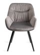 Upholstered Grey Velvet Arm Chair with Black Frame (Pair)