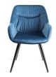 Upholstered Blue Velvet Arm Chair with Black Frame (Pair)