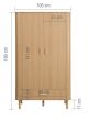 Axel 2 Door 1 Drawer Fluted Wardrobe Oak by Birlea | Style Our Home