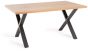 Ramsay Oak Melamine 6 Seater Table - X Leg & 4 Dali Grey Velvet Chairs by Bentley Designs | Style Our Home
