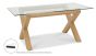 Turin Glass 6 Seater Table - Light Oak Legs & 6 Cezanne Dark Grey Faux Leather Chairs - Black Legs by Bentley Designs | Style Our Home