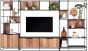Cosmo 2 Doors Open Racks TV Wall Element Bookcase
