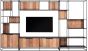 Cosmo 2 Doors Open Racks TV Wall Element Bookcase