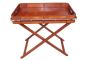 Campaign Leather Brass Butlet Tray with Stand - Cognac