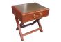Campaign Leather Brass Side Table with Brass Top - Cognac