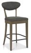 Ellipse Fumed Oak Upholstered Bar Stool - Dark Grey Fabric (Pair) by Bentley Designs | Style Our Home