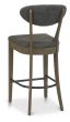 Ellipse Fumed Oak Upholstered Bar Stool - Dark Grey Fabric (Pair) by Bentley Designs | Style Our Home