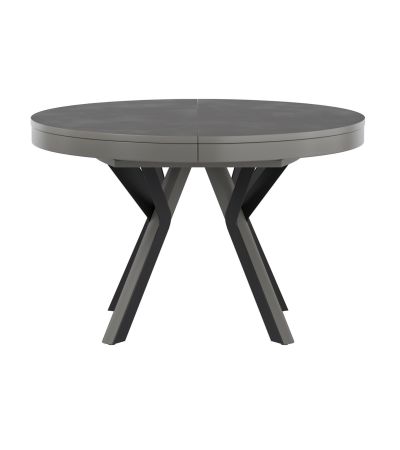 Rondo Extendable Round Dining Table with Black Legs - Charcoal Ceramic