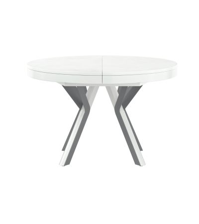 Rondo Extendable Round Dining Table with Grey Legs - Ecru Ceramic