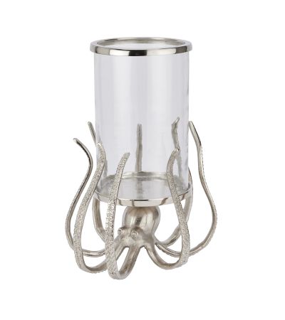 Large Silver Octopus Candle Hurricane Lantern by Hill Interiors | Style Our Home  