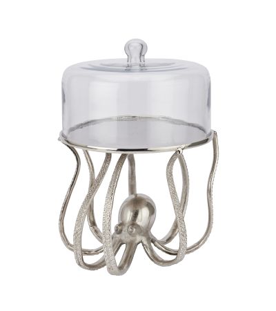 Large Silver Octopus Cake Stand Cloche by Hill Interiors | Style Our Home  