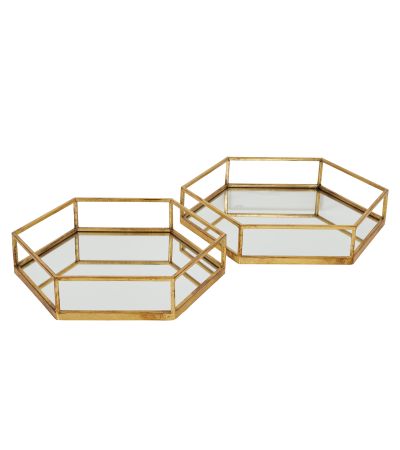 Gold Hexagon Set Of Two Trays by Hill Interiors | Style Our Home  