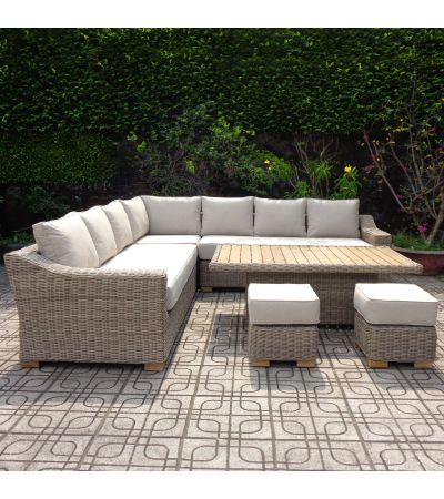Capri Outdoor Large Corner Set With Riser Table + 2 Stools by Hill Interiors | Style Our Home  