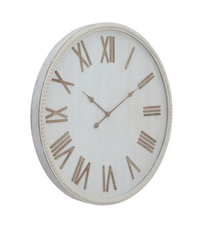 Large Rustic White Clock With Beaded Frame by Hill Interiors | Style Our Home  