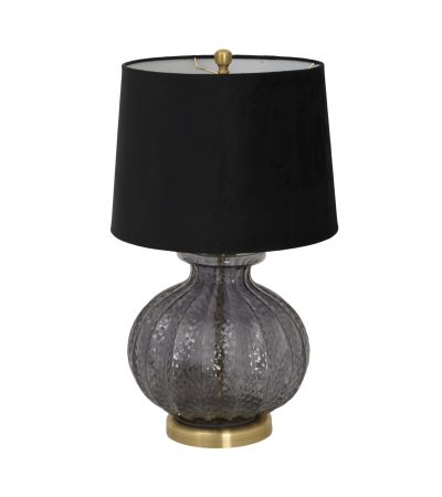 Luxton Glass Fluted Lamp With Black Velvet Shade by Hill Interiors | Style Our Home  