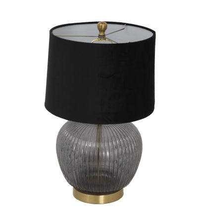 Luxton Glass Ribbed Lamp With Black Velvet Shade by Hill Interiors | Style Our Home  