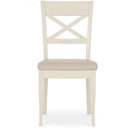 Montreux Antique White Ivory Bonded Leather X Back Dining Chair (a pair)