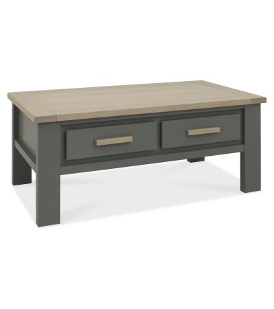Oakham Dark Grey & Scandi Oak Coffee Table With Drawers - Style Our Home