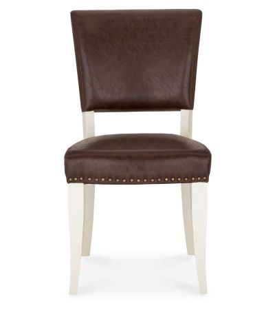 Belgrave Ivory Uph Chair - Espresso Faux Leather (Pair) by Bentley Designs | Style Our Home