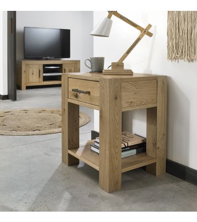 Turin Light Oak Lamp Table with Drawer - Style our Home