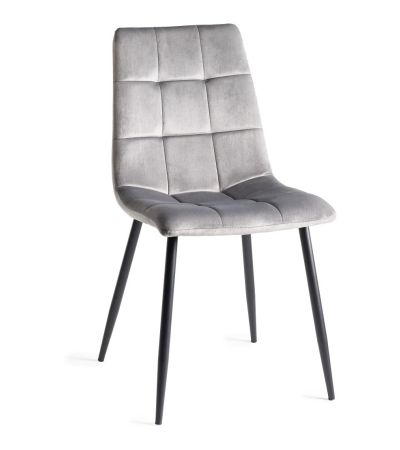 Upholstered Grey Velvet Chair with Black Frame (Pair)