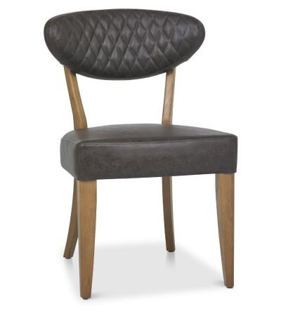 Ellipse Rustic Oak Upholstered Chair - Old West Vintage (Pair) by Bentley Designs | Style Our Home