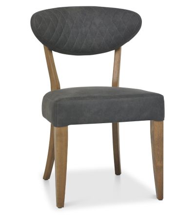 Ellipse Rustic Oak Upholstered Chair - Dark Grey Fabric (Pair) by Bentley Designs | Style Our Home