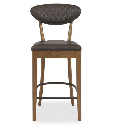 Ellipse Rustic Oak Upholstered Bar Stool - Old West Vintage (Pair) by Bentley Designs | Style Our Home
