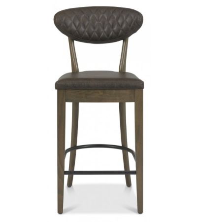 Ellipse Fumed Oak Upholstered Bar Stool - Old West Vintage (Pair) by Bentley Designs | Style Our Home