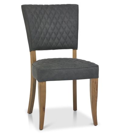 Logan Rustic Oak Upholstered Chair - Dark Grey Fabric (Pair) by Bentley Designs | Style Our Home