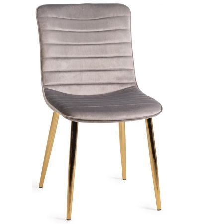 Rothko Upholstered Grey Velvet Chair with Matt Gold Plated Legs (Pair) - Style Our Home