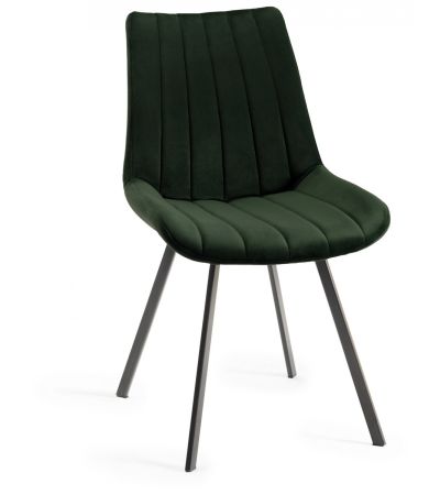 Fontana - Green Velvet Fabric Chairs with Grey Hand Brushing on Black Powder Coated Legs (Pair) from Style Our Home