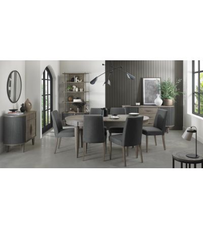 Monroe Silver Grey 6-8 Seater Dining Table & 6 Monroe Silver Grey Upholstered Chairs in Slate Grey Fabric by Bentley Designs | Style Our Home