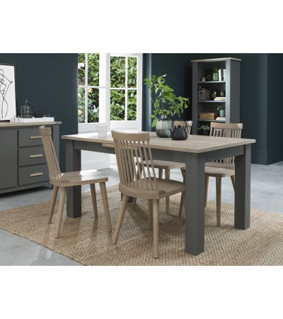 Oakham Dark Grey & Scandi 4-6 Seater Table & 4 Ilva Spindle Chairs in Scandi Oak by Bentley Designs | Style Our Home