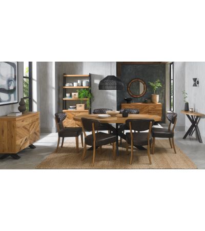 Ellipse Rustic Oak 6 Seater Table & 6 Ellipse Upholstered Chairs in Old West Vintage by Bentley Designs | Style Our Home