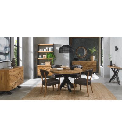 Ellipse Rustic Oak 4 Seater Table & 4 Ellipse Upholstered Chairs in Old West Vintage by Bentley Designs | Style Our Home