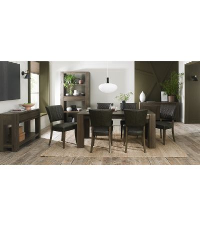 Logan Fumed Oak 6 Seater Table & 6 Logan Upholstered Chairs in Old West Vintage by Bentley Designs | Style Our Home