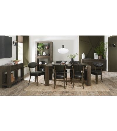Logan Fumed Oak 6 Seater Table & 6 Ellipse Upholstered Chairs in Old West Vintage by Bentley Designs | Style Our Home