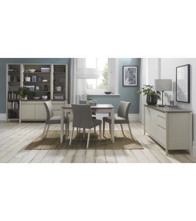 Bergen Grey Washed Oak 2-4 Seater Table & 4 Chairs in Titanium Fabric by Bentley Designs | Style Our Home