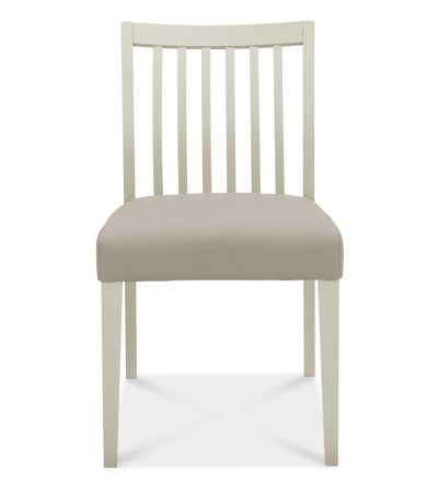 Bergen Grey Washed Oak 4-6 Seater Table & 4 Slat Back Chairs in Grey Bonded Leather