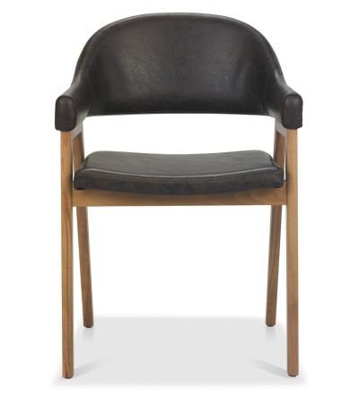 Camden Rustic Oak Upholstered Arm Chair in an Old West Vintage Fabric (Pair) by Bentley Designs | Style Our Home