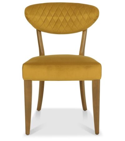 Ellipse Rustic Oak Upholstered Chair - Mustard Velvet Fabric (Pair) by Bentley Designs | Style Our Home